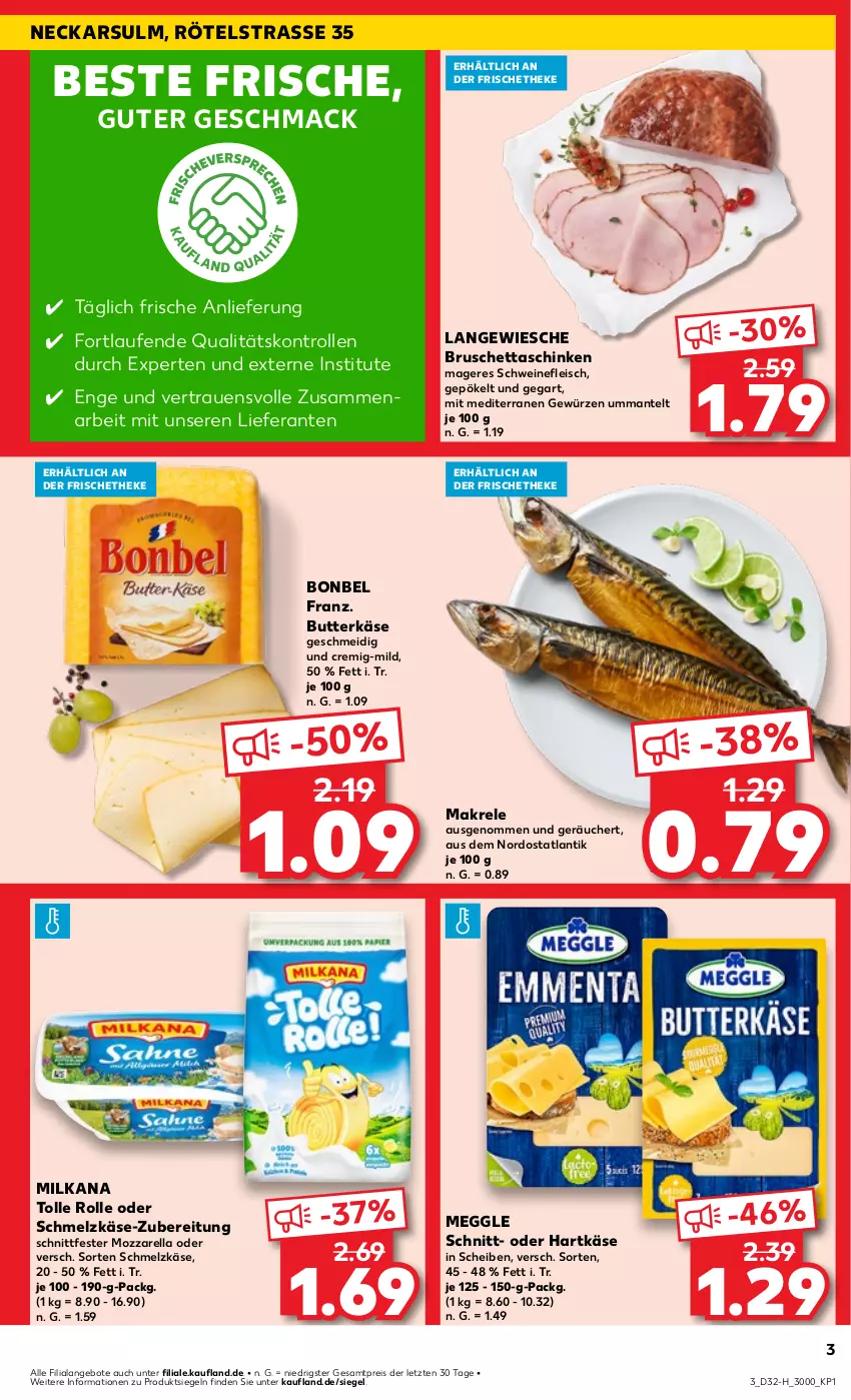 Aktueller Prospekt Kaufland - Extra-Angebote - von 08.08 bis 14.08.2024 - strona 3 - produkty: angebot, angebote, bonbel, butter, butterkäse, eis, fleisch, gewürz, hartkäse, Käse, Laufen, mac, Makrele, Mantel, meggle, milka, milkana, mozzarella, reis, rel, schinken, Schmelzkäse, schwein, schweine, schweinefleisch, Ti, wein, weine, ZTE