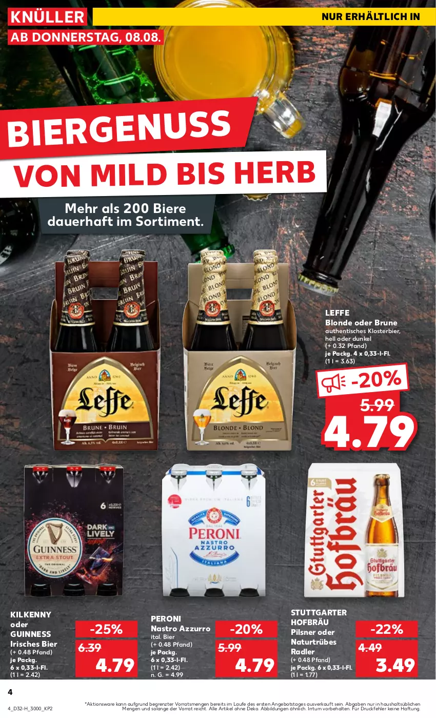 Aktueller Prospekt Kaufland - Extra-Angebote - von 08.08 bis 14.08.2024 - strona 4 - produkty: angebot, auer, bier, Biere, Guinness, Kilkenny, natur, nuss, Peroni, pils, pilsner, radler, Ti, tisch, ZTE