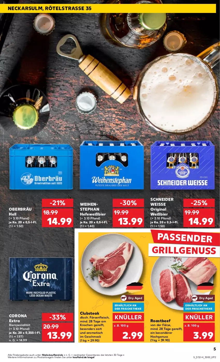 Aktueller Prospekt Kaufland - Extra-Angebote - von 08.08 bis 14.08.2024 - strona 5 - produkty: angebot, angebote, beef, bier, corona, corona extra, eis, fleisch, gin, grill, Hefe, LG, mac, nuss, reis, roastbeef, senf, Spezi, steak, Ti, tisch, weihenstephan, ZTE