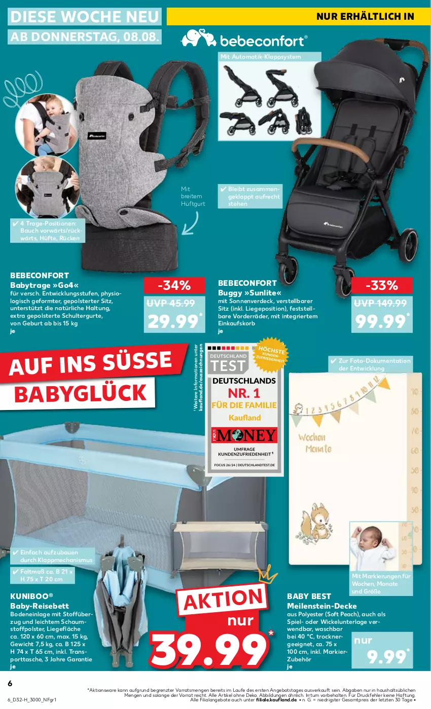 Aktueller Prospekt Kaufland - Extra-Angebote - von 08.08 bis 14.08.2024 - strona 6 - produkty: angebot, angebote, auto, Bau, Bebe, beco, bett, Brei, Buggy, decke, einkaufskorb, eis, erde, Ergee, korb, Liege, reis, rwe, schultergurt, Sport, sporttasche, Tasche, Ti, Trockner, WICK, Wickelunterlage, ZTE