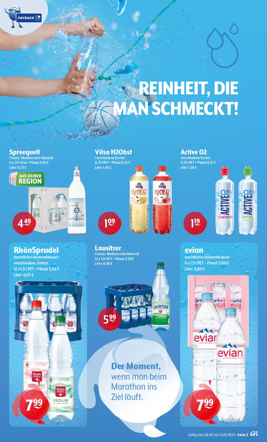 Aktueller Prospekt Getraenke Hoffmann - Prospekte - von 08.09 bis 13.09.2025 - strona 2 - produkty: Alwa, mineralwasser, natur, natürliches mineralwasser, obst, rel, RhönSprudel, Spreequell, Sprudel, Ti, vilsa, wasser