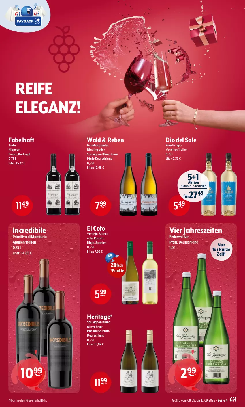 Aktueller Prospekt Getraenke Hoffmann - Prospekte - von 08.09 bis 13.09.2025 - strona 4 - produkty: burgunder, erde, grauburgunder, olive, Pinot, pinot grigio, primitivo, Ria, riesling, rioja, rwe, sauvignon, sauvignon blanc, Ti