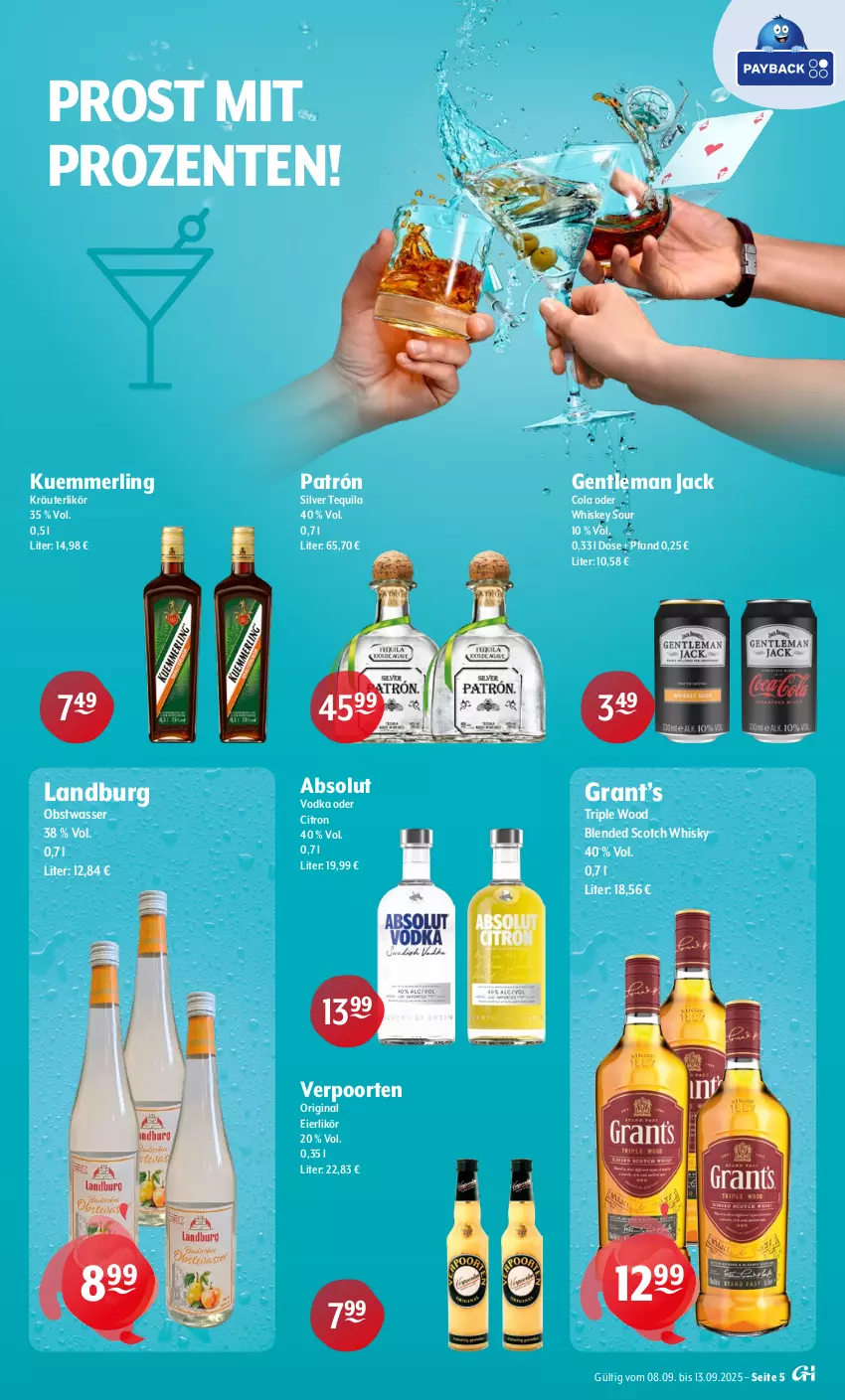 Aktueller Prospekt Getraenke Hoffmann - Prospekte - von 08.09 bis 13.09.2025 - strona 5 - produkty: Absolut Vodka, blended scotch, blended scotch whisky, cola, eier, eierlikör, ente, gin, kräuter, kräuterlikör, kuemmerling, likör, merl, obst, scotch, scotch whisky, tequila, Ti, verpoorten, vodka, wasser, whiskey, whisky