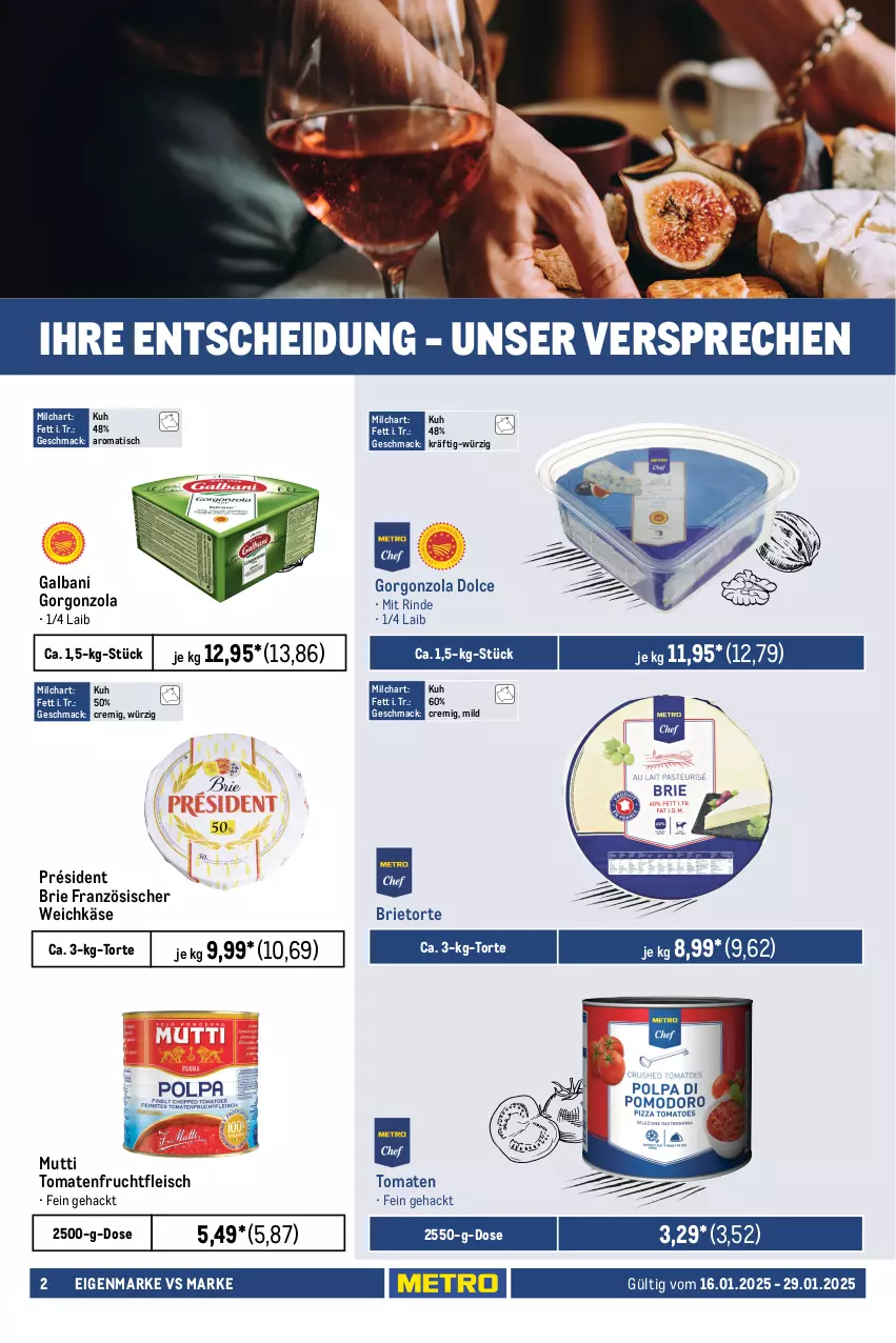 Aktueller Prospekt Metro - GastroJournal - von 16.01 bis 29.01.2025 - strona 2 - produkty: aperitif, aperol, auer, brie, cocktail, cocktails, ecco, eis, ente, flasche, fleisch, französischer weichkäse, frizzante, frucht, früchte, früchten, fruchtfleisch, galbani, getränk, getränke, gorgonzola, honig, honigmelone, Käse, kokos, kokosnuss, Kokosnussmilch, mac, melone, milch, Mutti, nuss, Palette, prosecco, reis, rind, Ti, tisch, tomate, tomaten, top-preis, torte, weichkäse