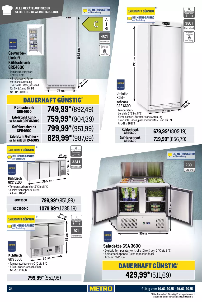 Aktueller Prospekt Metro - GastroJournal - von 16.01 bis 29.01.2025 - strona 24 - produkty: auer, aust, auto, backofen, Behälter, beleuchtung, edelstahl, eis, eiswürfel, eiswürfelbereiter, flasche, gefrierschrank, geschirr, geschirrspüler, Gläser, Glastür, grill, kühlschrank, Ofen, Rauch, reis, Ria, rum, Schrank, schubladen, Spektrum, Ti, tisch, uv-schutz, vitrine, wasser, wein, würfel