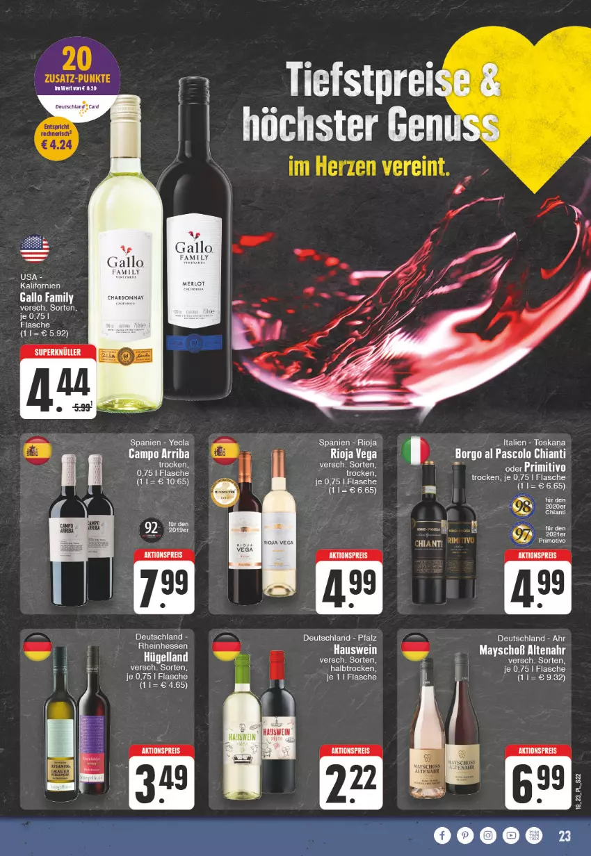 Aktueller Prospekt E Center - Angebote der Woche - von 08.05 bis 13.05.2023 - strona 23 - produkty: aktionspreis, chardonnay, chia, chianti, cola, eis, flasche, merl, merlot, primitivo, reis, rioja, Ti, wein