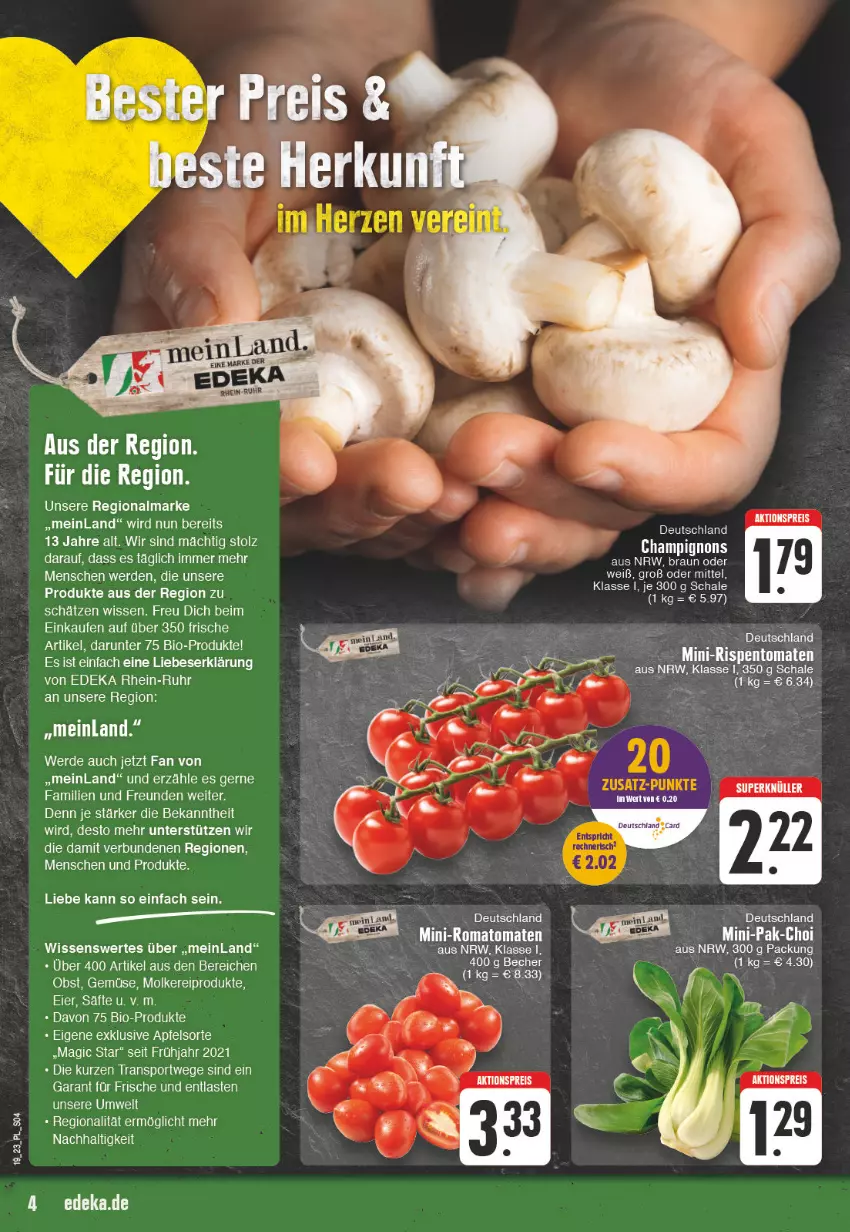 Aktueller Prospekt E Center - Angebote der Woche - von 08.05 bis 13.05.2023 - strona 4 - produkty: aktionspreis, apfel, bio, braun, champignon, champignons, eis, elle, erde, molkereiprodukte, obst, reis, Romatomaten, Schal, Schale, tee, Ti, tomate, tomaten, Yo