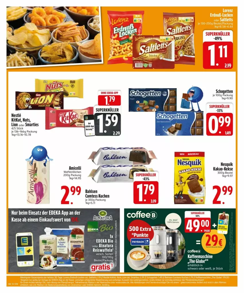 Aktueller Prospekt Edeka - Prospekte - von 04.03 bis 08.03.2025 - strona 18 - produkty: amicelli, bahlsen, beutel, comtess, comtess kuchen, eis, eiswaffeln, kakao, keks, kekse, kitkat, kuchen, lion, nesquik, reis, Reiswaffeln, schogetten, smarties, Ti, waffeln, Waffelröllchen