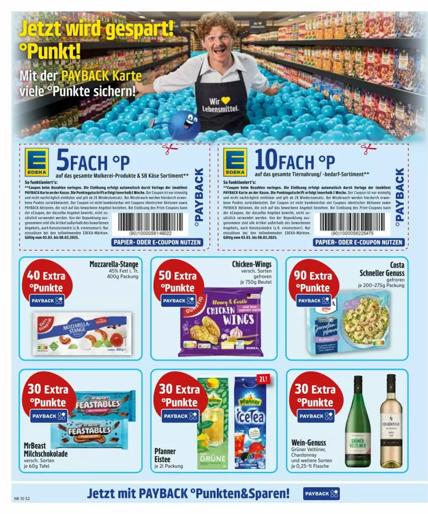 Aktueller Prospekt Edeka - Prospekte - von 04.03 bis 08.03.2025 - strona 2 - produkty: angebot, auto, chardonnay, cin, coupon, coupons, deka, elle, ente, erde, flasche, grüner veltliner, Käse, LG, milch, mozzarella, nuss, payback, pfanne, Pfanner, Rauch, rel, rwe, schoko, schokolade, Ti, tiernahrung, tisch, wein, Yo