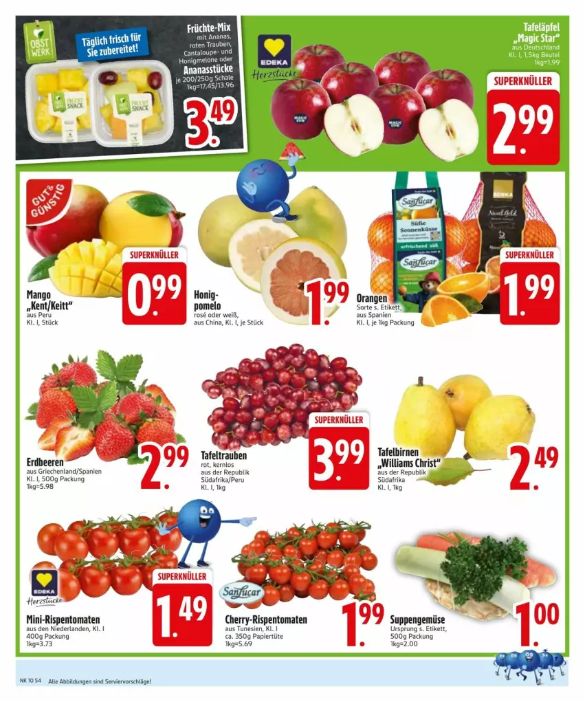 Aktueller Prospekt Edeka - Prospekte - von 04.03 bis 08.03.2025 - strona 4 - produkty: beere, beeren, erdbeere, erdbeeren, früchte, mango, mini-rispentomaten, orange, orangen, papier, Papiertüte, Pomelo, rispentomaten, suppe, suppen, tafeläpfel, tafeltrauben, Ti, tomate, tomaten, trauben, Tüte