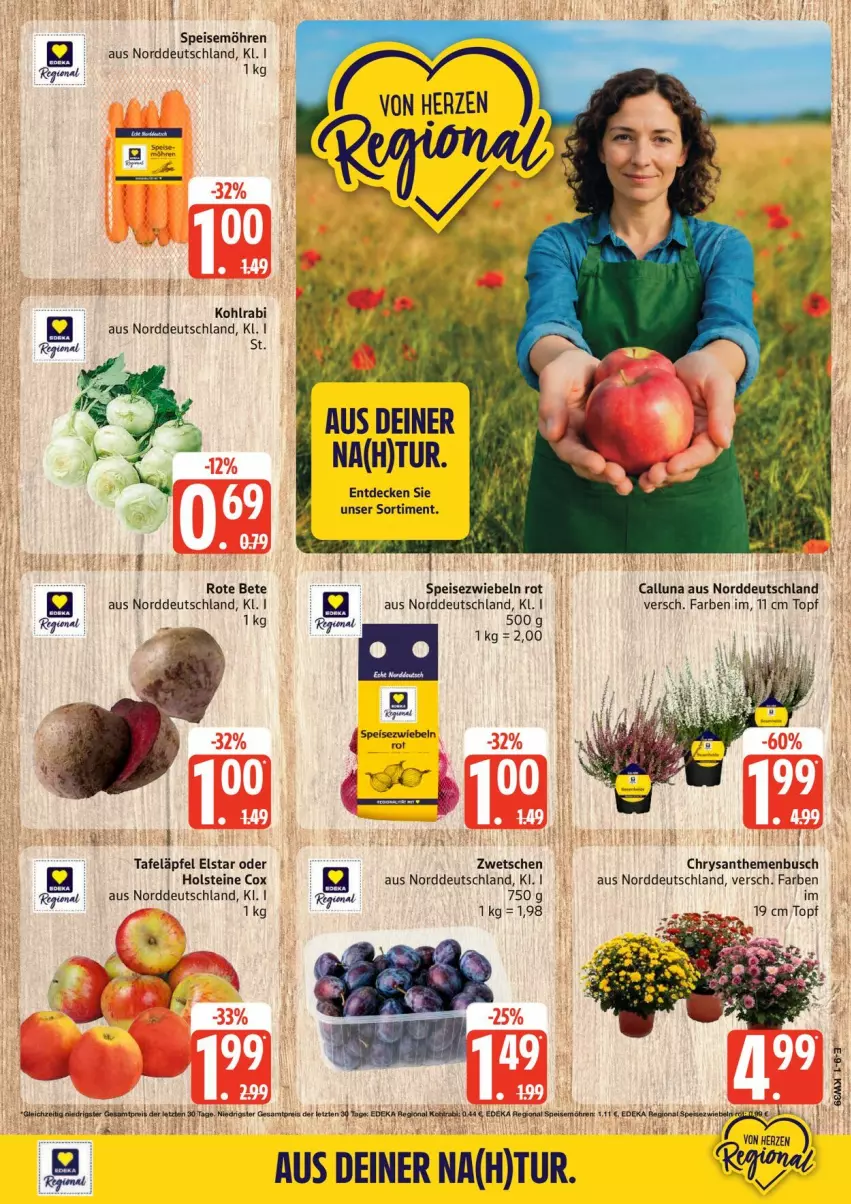 Aktueller Prospekt Edeka - Prospekte - von 21.09 bis 26.09.2026 - strona 11 - produkty: chrysanthemen, decke, eis, kohlrabi, möhren, rote bete, speisemöhren, Speisezwiebeln, tafeläpfel, Ti, topf, zwiebel, zwiebeln