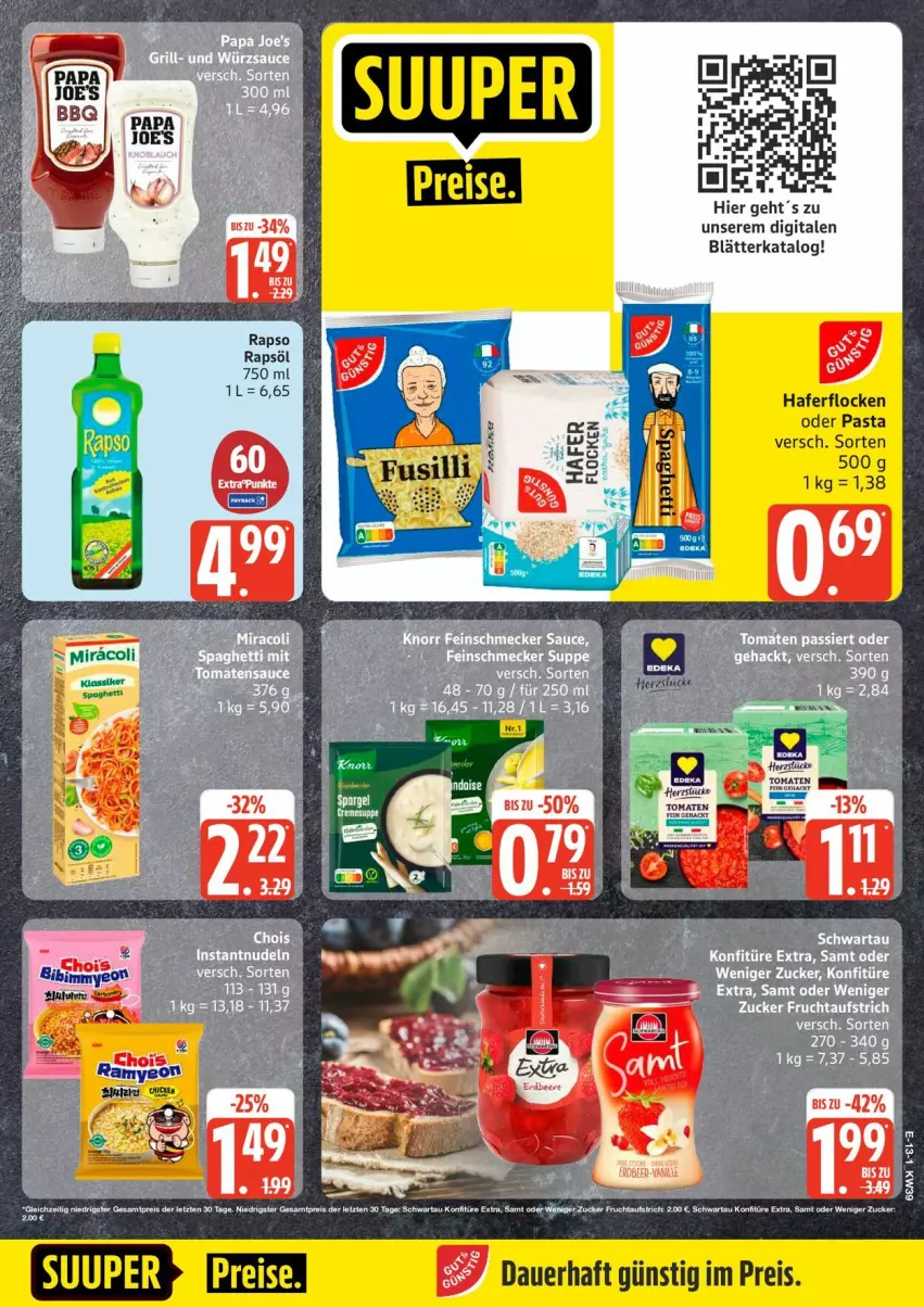 Aktueller Prospekt Edeka - Prospekte - von 21.09 bis 26.09.2026 - strona 15 - produkty: aufstrich, ente, frucht, fruchtaufstrich, hafer, haferflocken, konfitüre, pasta, rapsöl, Schwartau, tee, zucker