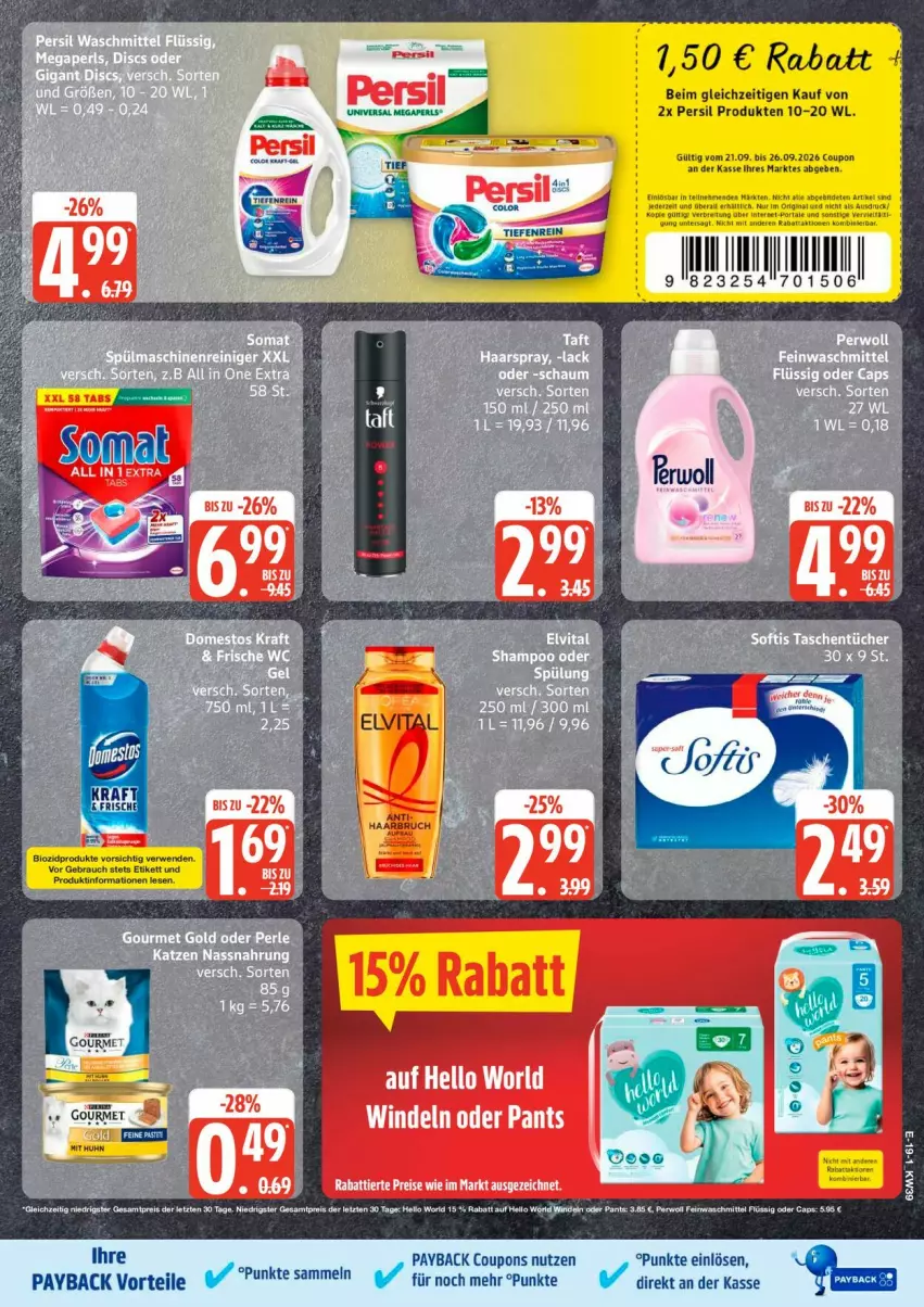Aktueller Prospekt Edeka - Prospekte - von 21.09 bis 26.09.2026 - strona 26 - produkty: bio, biozidprodukte, Cap, coupon, coupons, eis, megaperls, Pants, payback, persil, perwoll, Rauch, reis, rwe, Ti, universal megaperls, waschmittel, windeln, windeln oder pants, ZTE