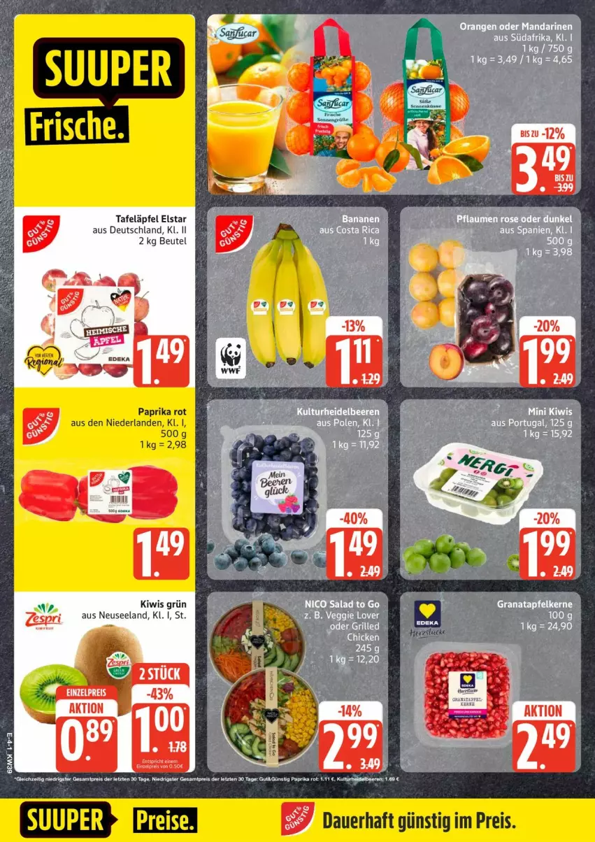 Aktueller Prospekt Edeka - Prospekte - von 21.09 bis 26.09.2026 - strona 4 - produkty: apfel, beutel, Elan, grana, granatapfel, granatapfelkerne, grill, kiwi, mandarine, mandarinen, orange, orangen, paprika, paprika rot, Rana, tafeläpfel, tee, zespri