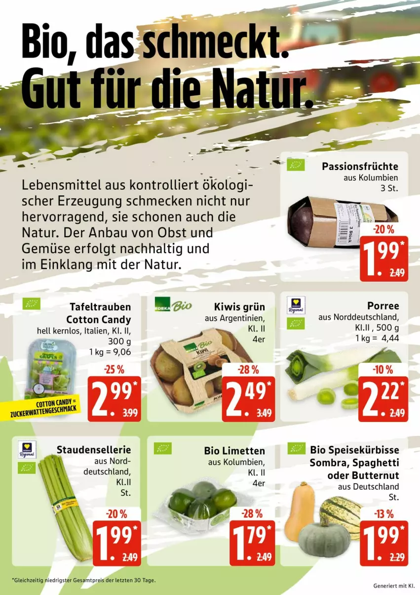 Aktueller Prospekt Edeka - Prospekte - von 21.09 bis 26.09.2026 - strona 6 - produkty: Bau, bio, butter, eis, elle, früchte, kiwi, Kürbis, lebensmittel, LG, limette, limetten, Mett, metten, natur, obst, Obst und Gemüse, ombra, reis, spaghetti, stauden, tafeltrauben, Ti, trauben, trolli, und gemüse, ZTE