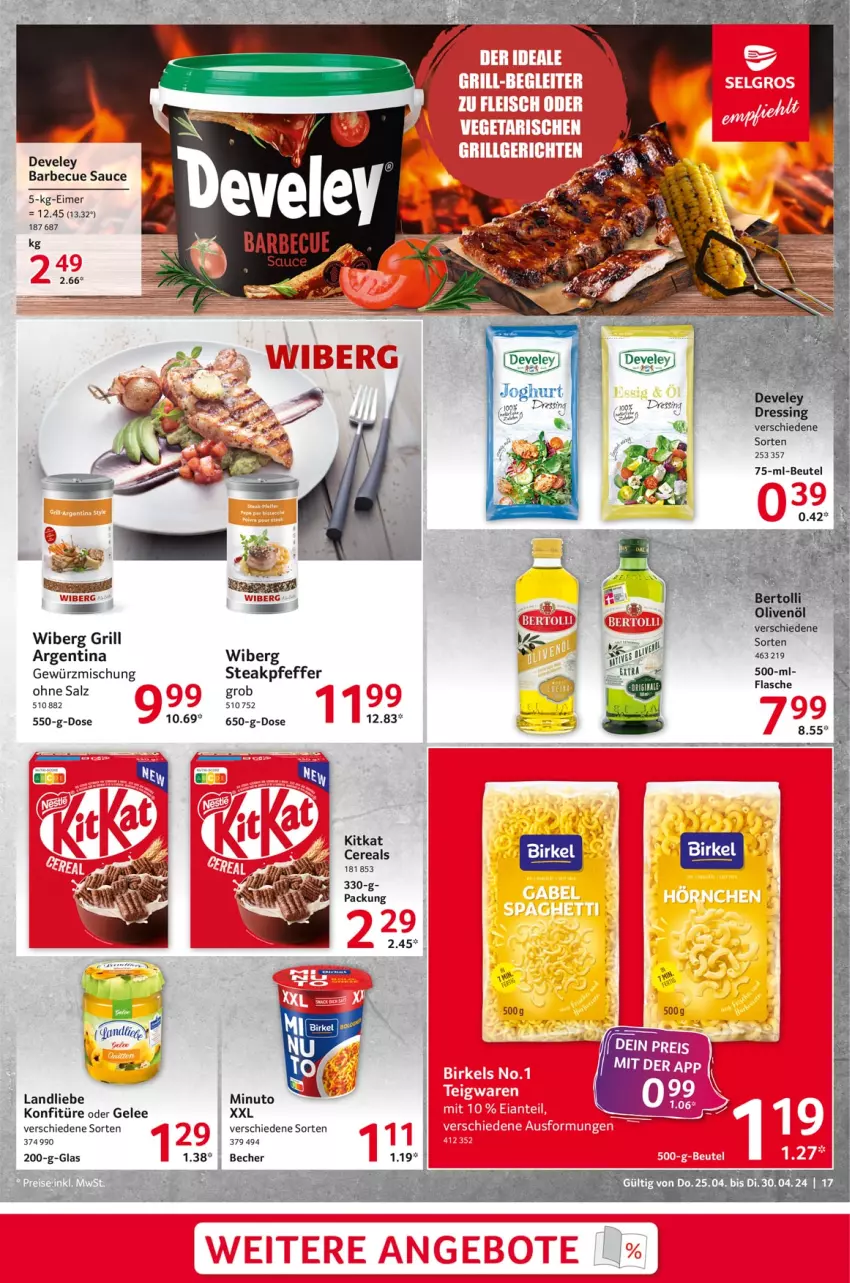 Aktueller Prospekt Selgros - Food - von 25.04 bis 30.04.2024 - strona 17 - produkty: barbecue, Becher, beutel, cereals, develey, dressing, eimer, flasche, gelee, gewürz, Gewürzmischung, grill, joghur, joghurt, kitkat, konfitüre, landliebe, pfeffer, salz, sauce, steak, Ti