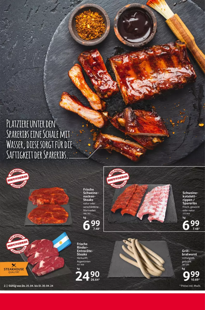 Aktueller Prospekt Selgros - Food - von 25.04 bis 30.04.2024 - strona 2 - produkty: bratwurst, eier, eis, gewürz, grill, LG, marinade, natur, reis, rind, rinder, Rippen, schwein, schweine, spareribs, steak, steaks, Ti, wein, weine, wurst