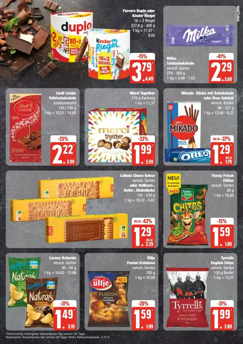 Aktueller Prospekt Edeka - Prospekte - von 05.10 bis 12.10.2024 - strona 15 - produkty: beutel, eis, hafer, Jubiläums, keks, kekse, Kinder, kinder riegel, korn, leibniz, leine, LG, lorenz, mikado, milka, natur, natura, reis, riegel, schoko, schokolade, tafelschokolade, tee, Ti, ültje, ZTE