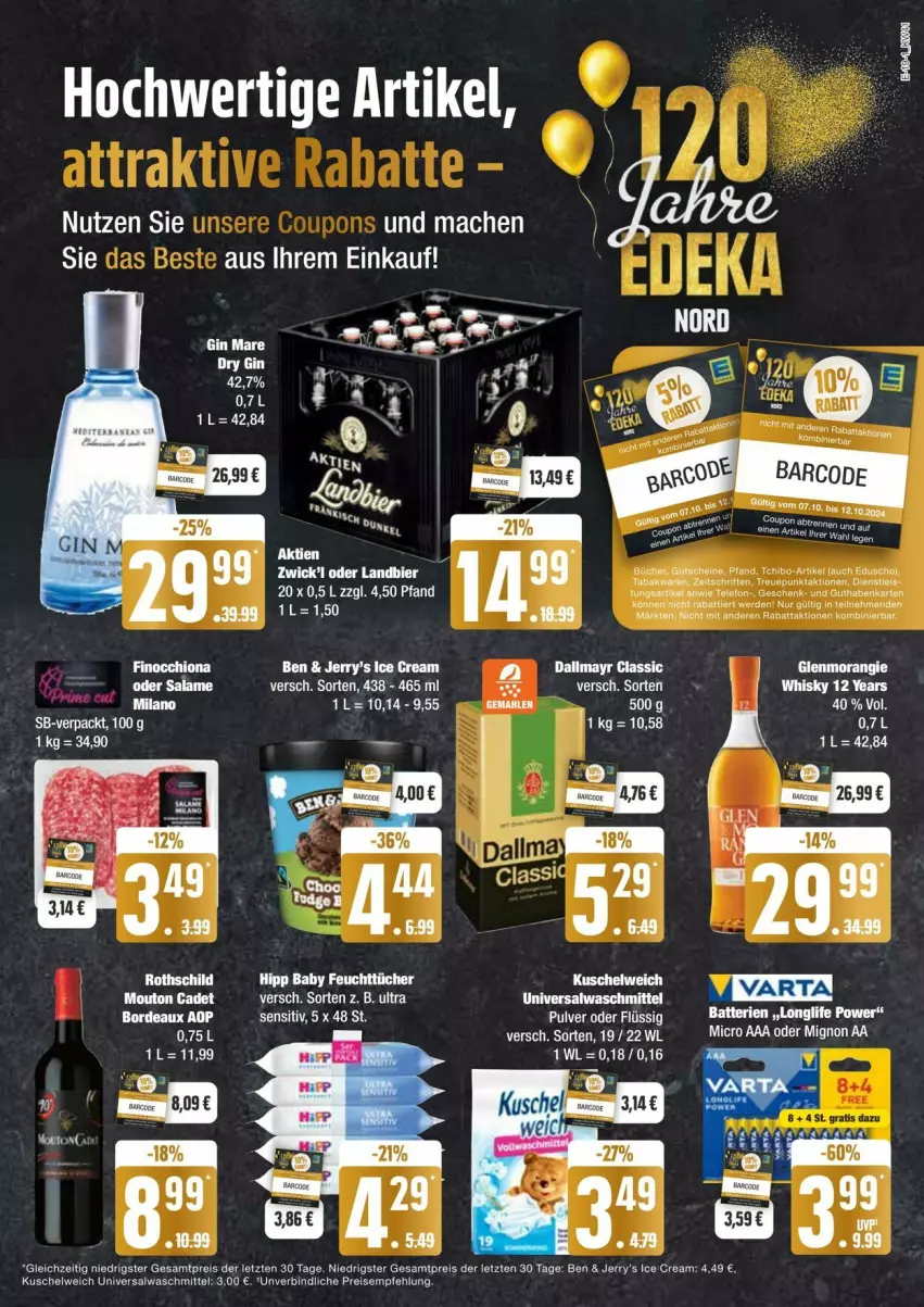 Aktueller Prospekt Edeka - Prospekte - von 05.10 bis 12.10.2024 - strona 19 - produkty: Alwa, batterie, batterien, bier, eduscho, eis, gutschein, Kuschelweich, LG, longlife, mac, reis, Ti, varta, waschmittel, WICK, ZTE