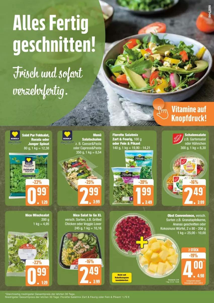 Aktueller Prospekt Edeka - Prospekte - von 05.10 bis 12.10.2024 - strona 3 - produkty: ananas, apfel, cola, eis, florette, Garten, grana, granatapfel, granatapfelkerne, grill, kokos, kokosnuss, nuss, obst, Rana, reis, rucola, salat, Salatmix, Schal, Schale, schnitten, Ti, veggie, Veggie Love, würfel, ZTE