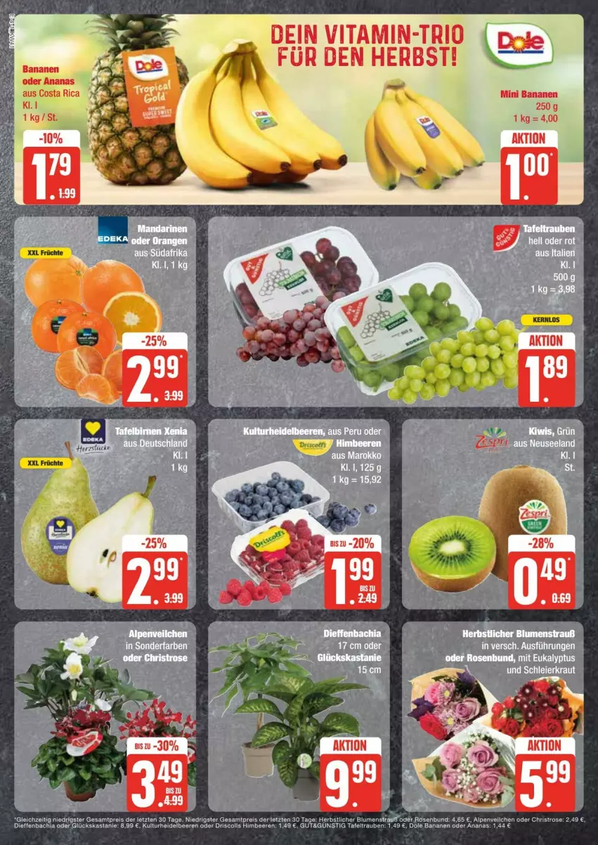 Aktueller Prospekt Edeka - Prospekte - von 05.10 bis 12.10.2024 - strona 4 - produkty: ananas, banane, bananen, beere, beeren, chia, eis, früchte, heidelbeere, heidelbeeren, himbeer, himbeere, himbeeren, reis, tafeltrauben, Ti, trauben, vita, ZTE