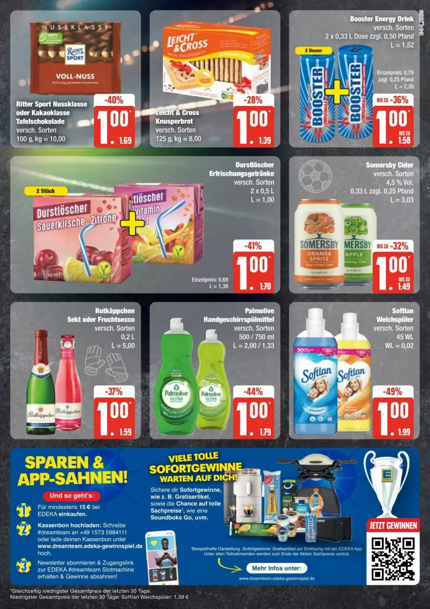 Aktueller Prospekt Edeka - Prospekte - von 01.06 bis 08.06.2024 - strona 3 - produkty: deka, eier, eis, erde, geschirr, geschirrspülmittel, gewinnspiel, HP, kakao, mac, nuss, olive, palmolive, reis, ritter, ritter sport, sac, sahne, Softlan, Sport, spülmittel, Ti, tuc, weichspüler, ZTE