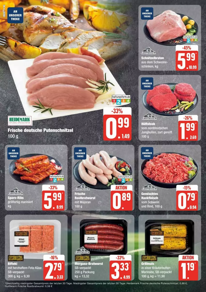 Aktueller Prospekt Edeka - Prospekte - von 01.06 bis 08.06.2024 - strona 8 - produkty: bratwurst, eis, feta, fleisch, gutfleisch, Käse, marinade, pute, putenschnitzel, reis, rostbratwurst, schnitzel, Ti, wurst, ZTE