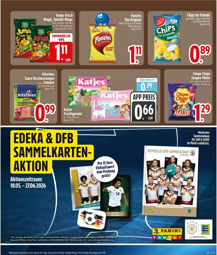 Aktueller Prospekt Edeka - Prospekte - von 01.06 bis 06.06.2026 - strona 11 - produkty: beutel, chips, eduscho, eis, frucht, fruchtgummi, funny-frisch, guthabenkarte, gutschein, katjes, milch, reis, ring, Tchibo, telefon, Ti, ZTE