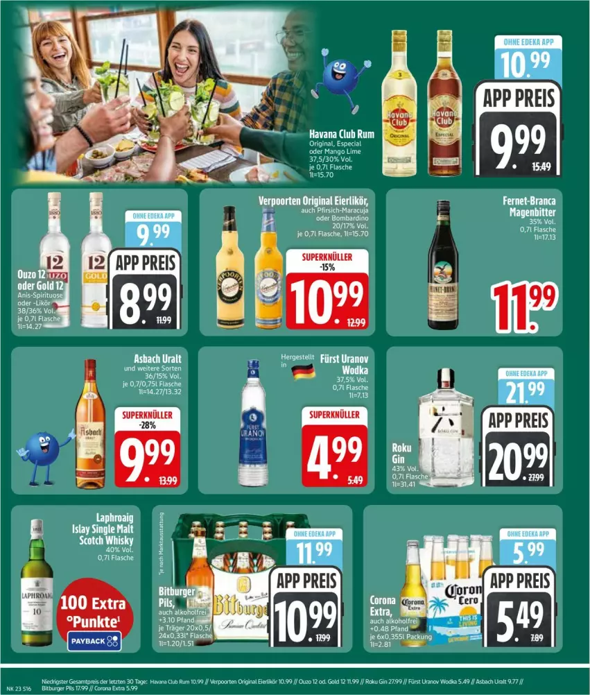 Aktueller Prospekt Edeka - Prospekte - von 01.06 bis 06.06.2026 - strona 18 - produkty: asbach uralt, eier, eierlikör, eis, Fernet, flasche, gin, Havana Club, islay single malt, laphroaig, likör, mango, ouzo, reis, rum, single malt, wodka