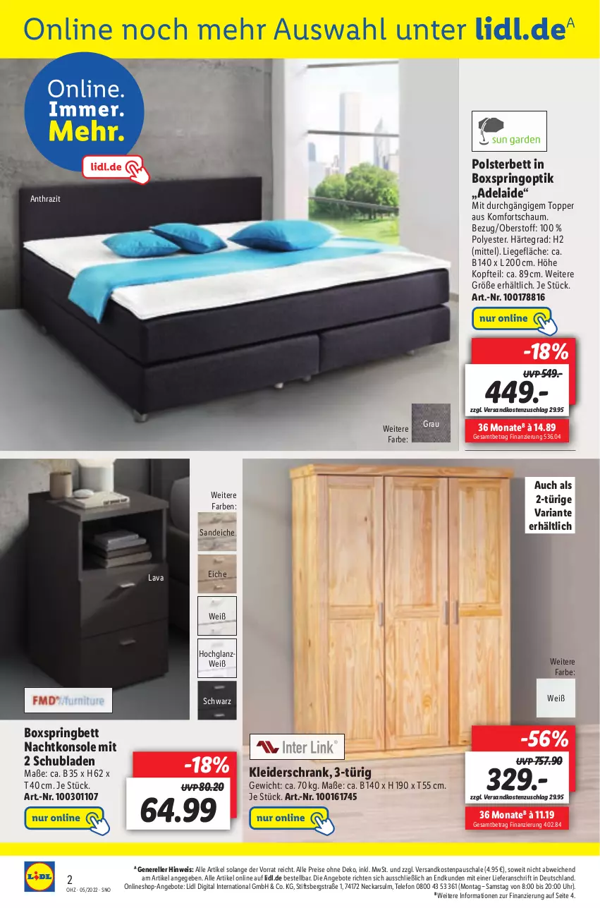 Aktueller Prospekt Lidl - Aktionsprospekt - von 31.01 bis 05.02.2022 - strona 50 - produkty: angebot, angebote, bett, boxspringbett, eis, elle, hochglanz, kleid, kleider, kleiderschrank, Liege, nachtkonsole, ndk, polsterbett, reis, rel, Ria, ring, Schal, Schale, Schrank, schubladen, telefon, Ti, topper, uhr