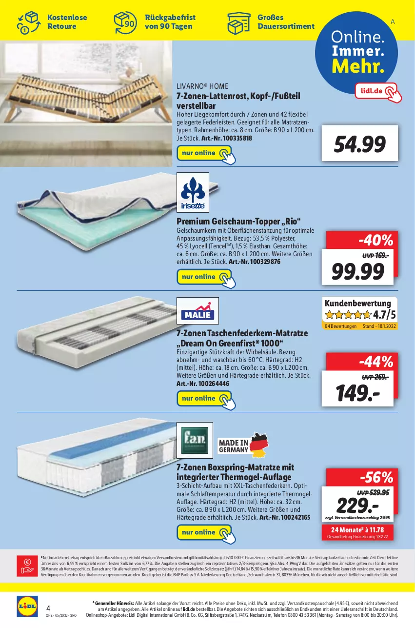 Aktueller Prospekt Lidl - Aktionsprospekt - von 31.01 bis 05.02.2022 - strona 52 - produkty: angebot, angebote, auer, Bau, eis, elle, erde, federkern, kraft, latte, lattenrost, Liege, matratze, matratzen, ndk, reis, rel, ring, Schal, Schale, Tasche, taschen, taschenfederkern-matratze, telefon, Ti, topper, uhr, Yo