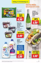 Gazetka promocyjna Lidl - Aktionsprospekt - Gazetka - ważna od 05.02 do 05.02.2022 - strona 45 - produkty: angebot, bohne, bohnen, eis, elle, espresso, fisch, fische, Fischer, früchte, hygienespüler, mandel, mandeln, Rauch, reis, rwe, sagrotan, schoko, teller, Ti, wein, Weißwein, wolfsbarsch, ZTE