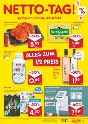 Gazetka promocyjna Netto Marken-Discount - Filial-Angebote - Gazetka - ważna od 29.04 do 29.04.2023 - strona 39 - produkty: angebot, Ayran, bestpreis, bier, Biere, butter, chardonnay, eis, Elektro, elle, fisch, gin, irische butter, Kefir, kerrygold, marinade, merl, merlot, Müller, paprika, pils, Rauch, reis, Rückensteak, rückensteaks, schwein, schweine, steak, steaks, steckdose, Ti, vorspeise, wein, weine, Weißwein, ZTE