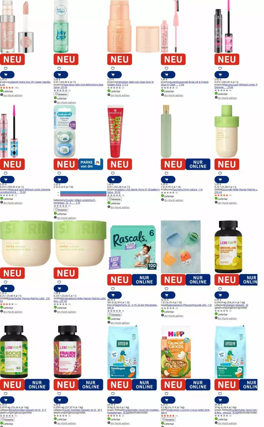 Aktueller Prospekt Dm Drogerie - Prospekte - von 11.08 bis 20.08.2025 - strona 1 - produkty: akku, alleinfuttermittel, apfel, Babylove, Bad, body, body milk, butter, chili, cookie, duschgel, eis, Engel, Kinder, latte, LG, Lipgloss, mango, Mascara, mint, müsli, natur, Pants, Peeling, pflanze, pflanzen, Profissimo, reis, rind, sekt, sim, spielzeug, Tasche, taschen, Ti, trockenfutter, tuc