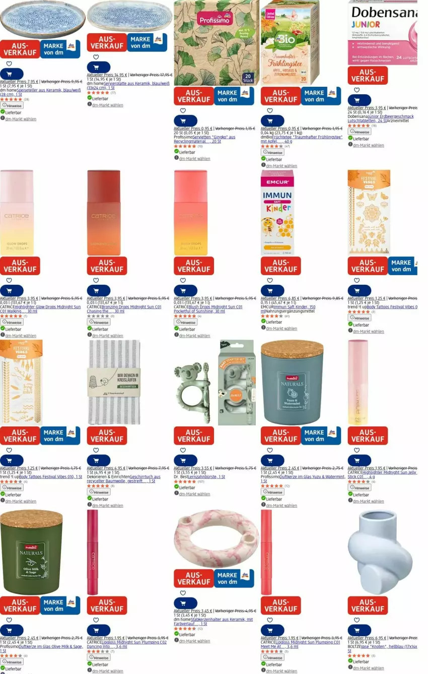 Aktueller Prospekt Dm Drogerie - Prospekte - von 11.08 bis 20.08.2025 - strona 16 - produkty: apfel, Bau, baumwolle, beere, bio, body, cin, Duftkerze, eis, elle, früchte, Früchtetee, geschirr, geschirrtuch, gin, kerze, Kinder, latte, LG, Lipgloss, mint, moser, olive, Profissimo, reis, rel, Ria, saft, sana, Serviette, servietten, sim, Speiseteller, Stabkerze, sunshine, tablet, tablett, Tablette, tee, teller, Ti, tuc, Vase, weber, wolle
