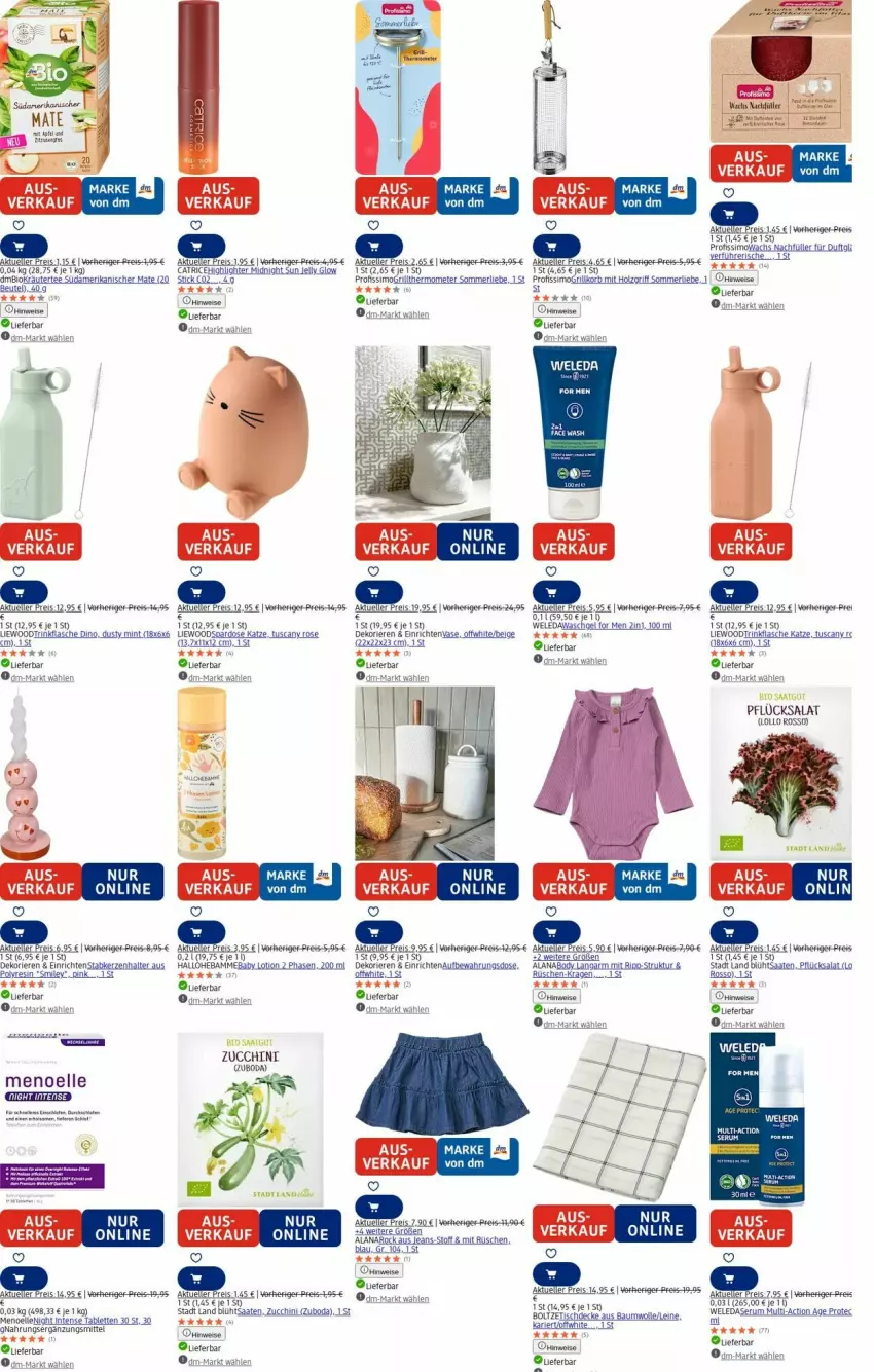 Aktueller Prospekt Dm Drogerie - Prospekte - von 11.08 bis 20.08.2025 - strona 17 - produkty: Aufbewahrungsdose, Bau, Berger, beutel, bio, body, decke, eier, eis, elle, flasche, grill, Holz, kerze, Kerzenhalter, korb, leine, LG, Lotion, merl, mint, Profissimo, reis, rum, salat, Serum, sim, Stabkerze, Stabkerzenhalter, tablet, tablett, Tablette, Ti, tisch, tischdecke, trinkflasche, Vase, waschgel, weleda, wolle, zucchini