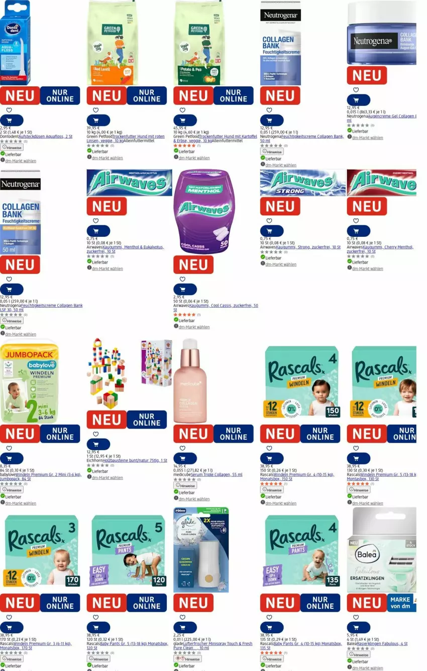 Aktueller Prospekt Dm Drogerie - Prospekte - von 11.08 bis 20.08.2025 - strona 2 - produkty: akku, alleinfuttermittel, aqua, aust, Babylove, Bank, Bau, cassis, Collagen, creme, Creme gel, eier, eis, elle, feuchtigkeitscreme, Glade, Holz, jumbo, kartoffel, kaugummi, LG, linsen, lufterfrischer, natur, neutrogena, Pants, rum, Serum, tee, Ti, trockenfutter, veggie, windeln, zucker