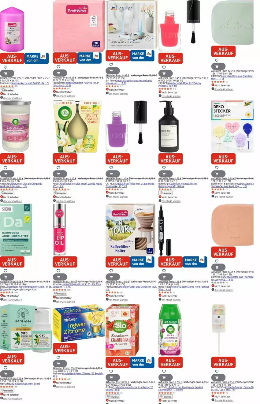 Aktueller Prospekt Dm Drogerie - Prospekte - von 11.08 bis 20.08.2025 - strona 20 - produkty: airwick, beutel, bio, body, Brei, cocktail, cocktails, cranberry, Duftkerze, edelstahl, eis, elle, Eyeliner, ingwer, kaffee, kerze, lack, LG, lufterfrischer, lunchbox, mac, Meßmer, Nagellack, Popp, Profissimo, reis, Ria, ring, Serviette, servietten, sim, tee, Ti, Vase, WICK, Wild, zitrone