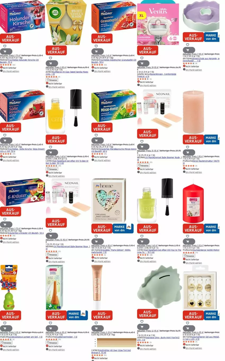Aktueller Prospekt Dm Drogerie - Prospekte - von 11.08 bis 20.08.2025 - strona 21 - produkty: airwick, apfel, beutel, Duftkerze, eis, elle, flieder, gillette, gillette venus, grana, granatapfel, holunder, kerze, kirsch, kirsche, kraft, lack, LG, Meßmer, mint, Nagellack, Profissimo, Rana, Rasierklinge, rasierklingen, reis, Schal, Schale, sekt, sim, Spardose, spielzeug, tee, Ti, tisch, venus, vita, vitakraft, WICK, Yo