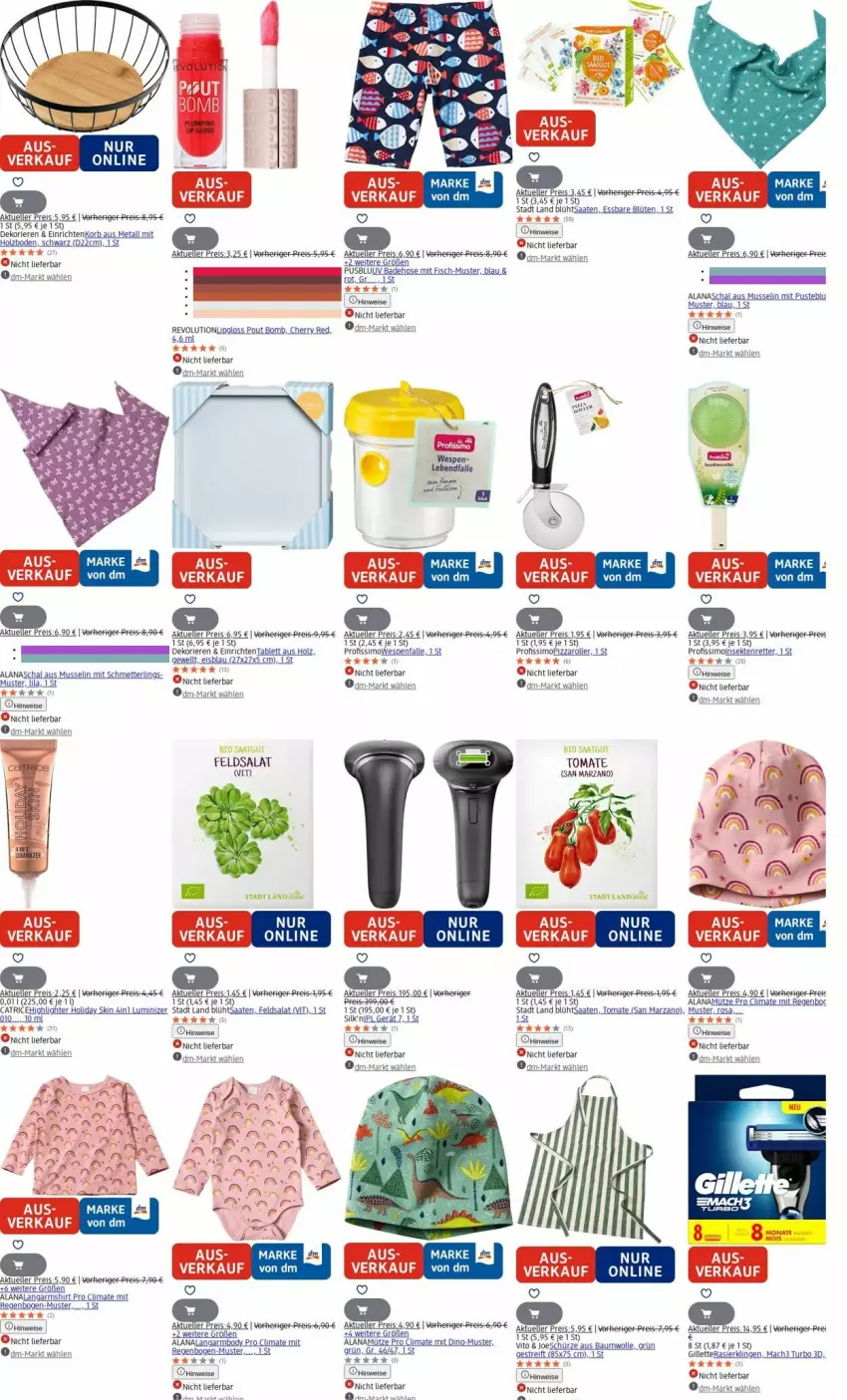 Aktueller Prospekt Dm Drogerie - Prospekte - von 11.08 bis 20.08.2025 - strona 22 - produkty: Bad, Bau, baumwolle, Blüte, eis, elle, feldsalat, gillette, Holz, korb, Langarmshirt, Lipgloss, mac, mach3, Mett, Mütze, pizza, Profissimo, Rasierklinge, rasierklingen, reis, reiss, Roller, salat, Schal, Schmetterling, Schürze, sekt, shirt, sim, tablet, tablett, Ti, tomate, wein, weine, Wels, wolle