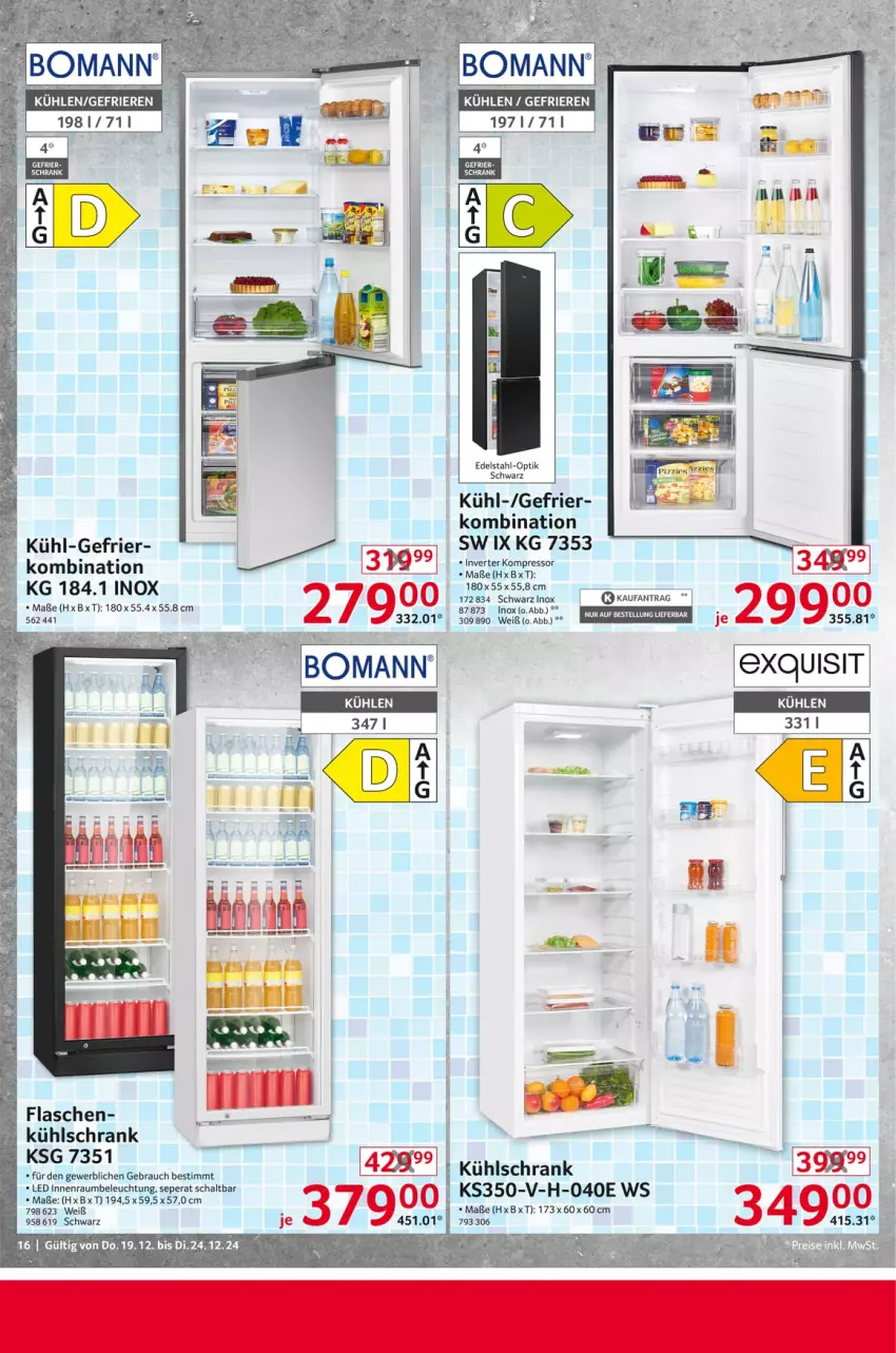 Aktueller Prospekt Selgros - Non Food - von 19.12 bis 24.12.2024 - strona 16 - produkty: beleuchtung, edelstahl, flasche, kompressor, kühlschrank, Rauch, Schal, Schrank, tee, Ti