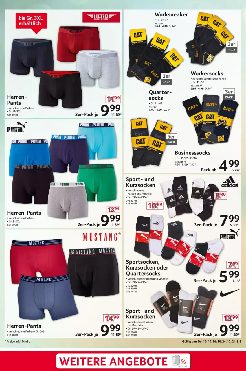 Aktueller Prospekt Selgros - Non Food - von 19.12 bis 24.12.2024 - strona 5 - produkty: dell, eis, elle, herren-pants, Mode, mustang, Pants, puma, reis, sneaker, socken, Sport, Ti