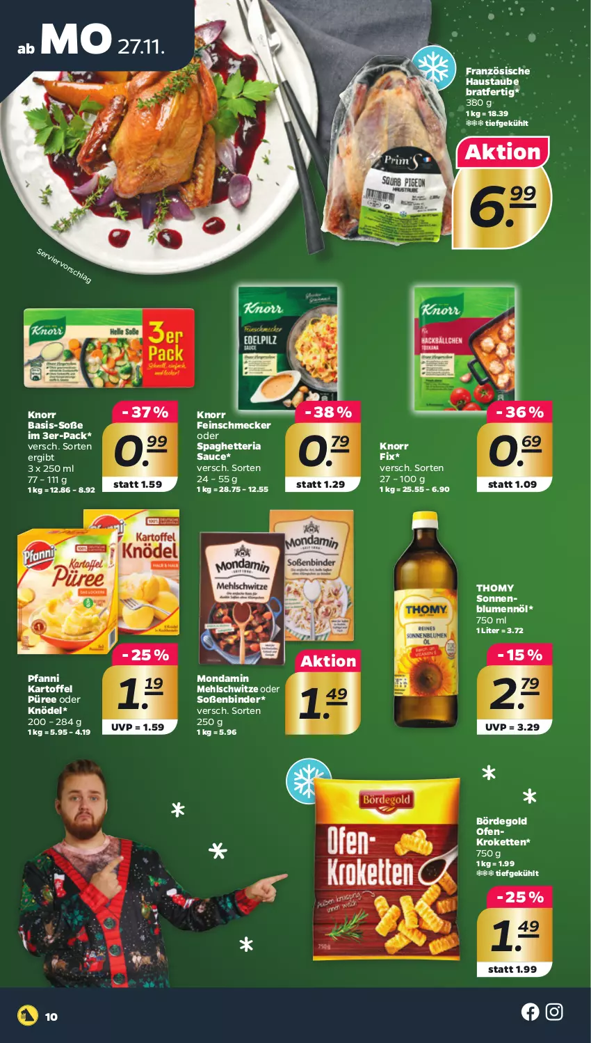 Aktueller Prospekt Netto - Woche 48 - von 27.11 bis 02.12.2023 - strona 10 - produkty: aust, blume, blumen, feinschmecker, kartoffel, Kette, Knödel, knorr, knorr fix, Kroketten, mehl, mondamin, Ofen, pfanni, püree, Ria, sauce, sonnenblume, sonnenblumen, Soße, thomy, Ti