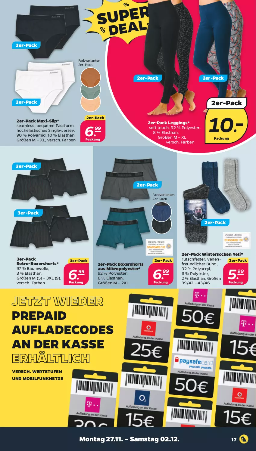 Aktueller Prospekt Netto - Woche 48 - von 27.11 bis 02.12.2023 - strona 17 - produkty: asti, Bau, baumwolle, gin, Hela, leggings, Ria, shorts, slip, socken, Ti, tisch, Wintersocken, wolle