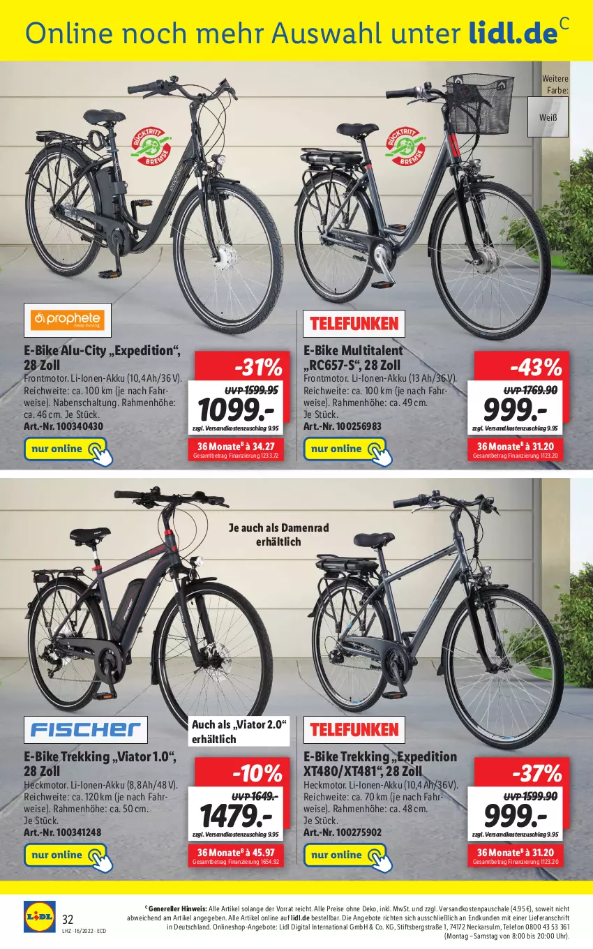 Aktueller Prospekt Lidl - Aktionsprospekt - von 19.04 bis 23.04.2022 - strona 32 - produkty: akku, angebot, angebote, E-Bike, eis, elle, ndk, reis, rel, rwe, Schal, Schale, telefon, Ti, uhr