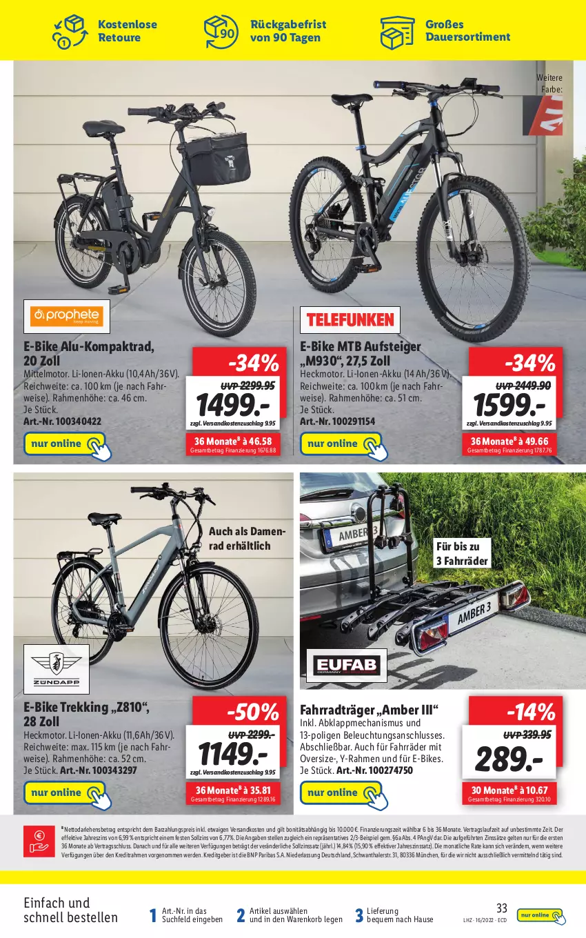 Aktueller Prospekt Lidl - Aktionsprospekt - von 19.04 bis 23.04.2022 - strona 33 - produkty: akku, Amber, auer, beleuchtung, E-Bike, E-Bikes, eis, elle, erde, Fahrrad, korb, ndk, reis, rwe, Ti