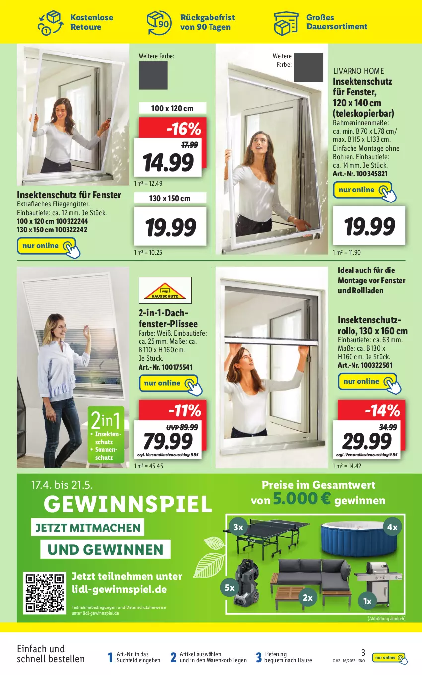 Aktueller Prospekt Lidl - Aktionsprospekt - von 19.04 bis 23.04.2022 - strona 51 - produkty: auer, Bau, eis, elle, fenster, fliegengitter, gewinnspiel, insektenschutz, korb, Liege, mac, ndk, reis, sekt, sonnenschutz, Teleskop, Ti