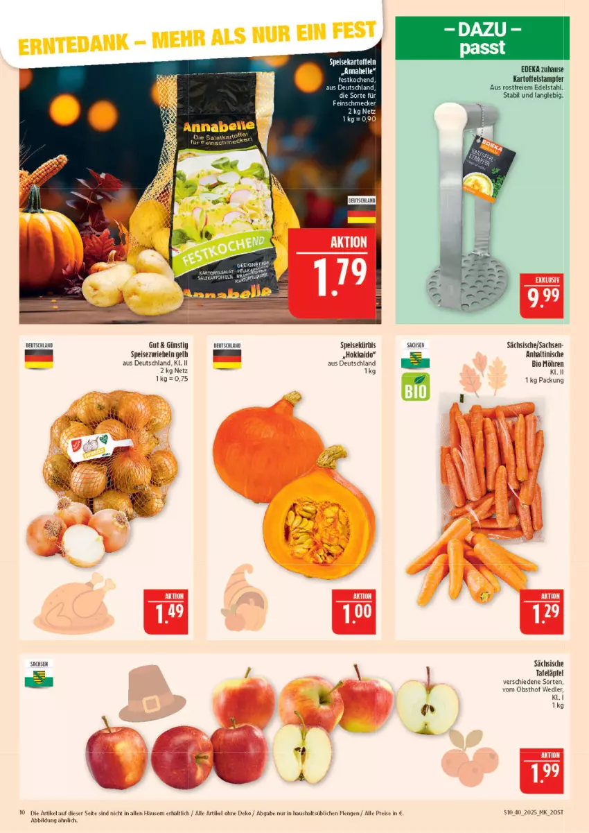 Aktueller Prospekt Marktkauf - Prospekt - von 28.09 bis 04.10.2025 - strona 10 - produkty: bio, deka, edelstahl, eis, feinschmecker, kartoffel, kartoffeln, Kürbis, möhren, obst, reis, sac, salat, salz, speisekartoffeln, Speisezwiebeln, tafeläpfel, Ti, zwiebel, zwiebeln