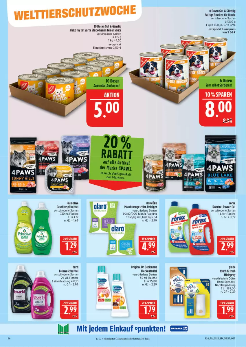 Aktueller Prospekt Marktkauf - Prospekt - von 28.09 bis 04.10.2025 - strona 26 - produkty: burti, Dr. Beckmann, eis, ente, feinwaschmittel, flasche, geschirr, geschirrspülmittel, gin, Glade, olive, palmolive, power-gel, reiniger, reis, rorax, sauce, spülmittel, Ti, waschmittel, ZTE
