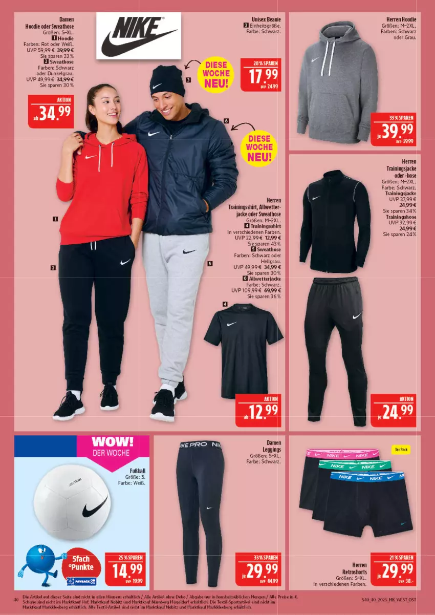 Aktueller Prospekt Marktkauf - Prospekt - von 28.09 bis 04.10.2025 - strona 40 - produkty: ball, Beanie, eis, Fußball, gin, hose, Jacke, leggings, LG, reis, retroshorts, schuhe, shirt, shorts, Sport, Sweathose, Ti, Trainingshose